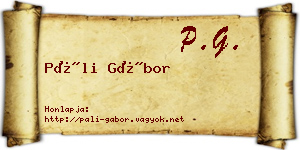 Páli Gábor névjegykártya